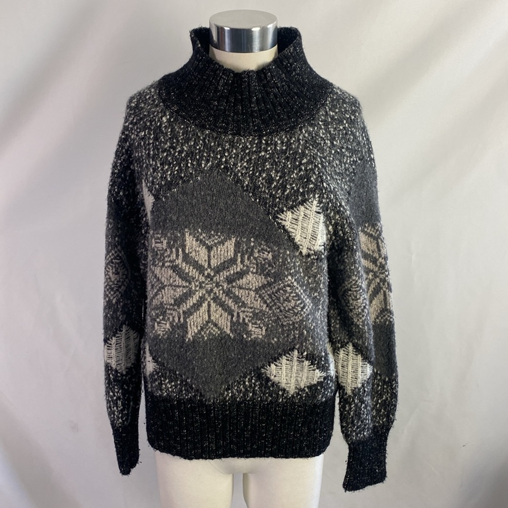 Lorena Antoniazzi Gray Print Mock Neck Knit Sweater